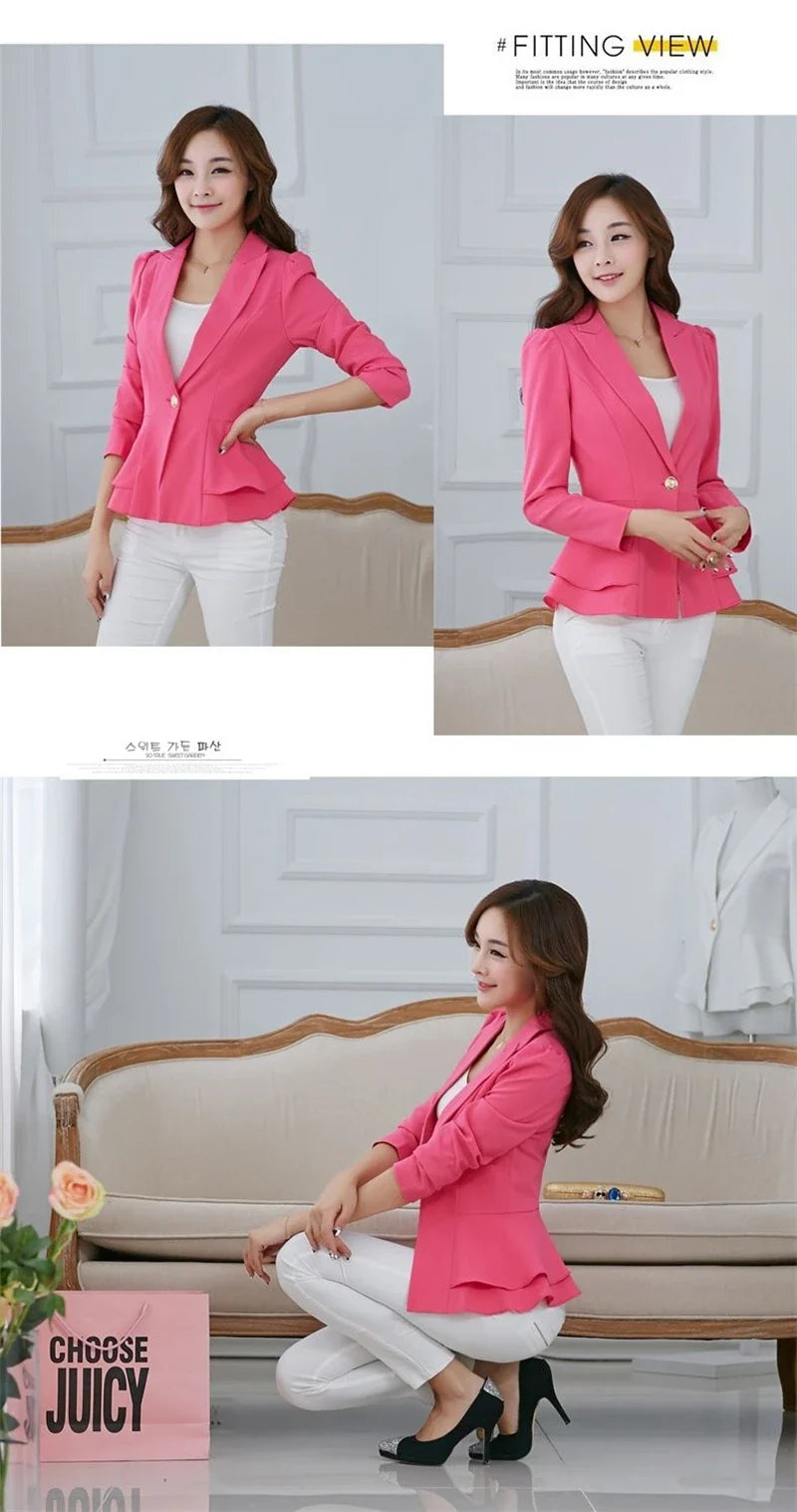 Women's Blazer 2025 New Long Sleeve Blazers Pockets Jackets Coat Slim Office Lady Jacket Female Tops Suit Blazer Femme Jackets