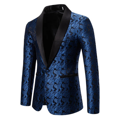 2026 New Men's Red Cashew Flower Blazer, Wedding Party Dress Jacket, White Blue Black Brands Blazers Coat, S M L XL XXL