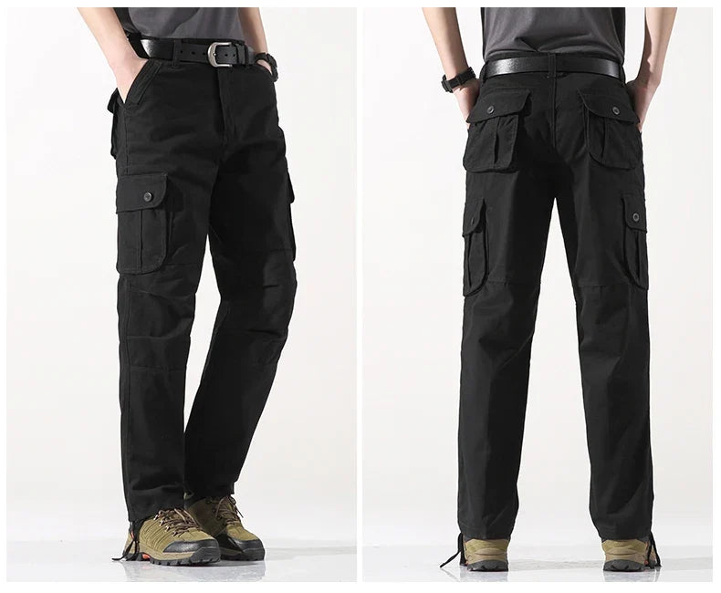 Male Cargo Pants Tactical Cotton Overalls Outdoor Utility Work Trousers Relaxed Fit Big Size Hombre Clothing