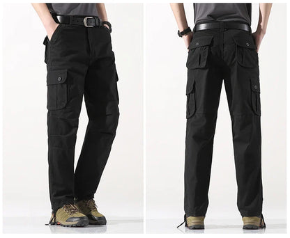 Male Cargo Pants Tactical Cotton Overalls Outdoor Utility Work Trousers Relaxed Fit Big Size Hombre Clothing