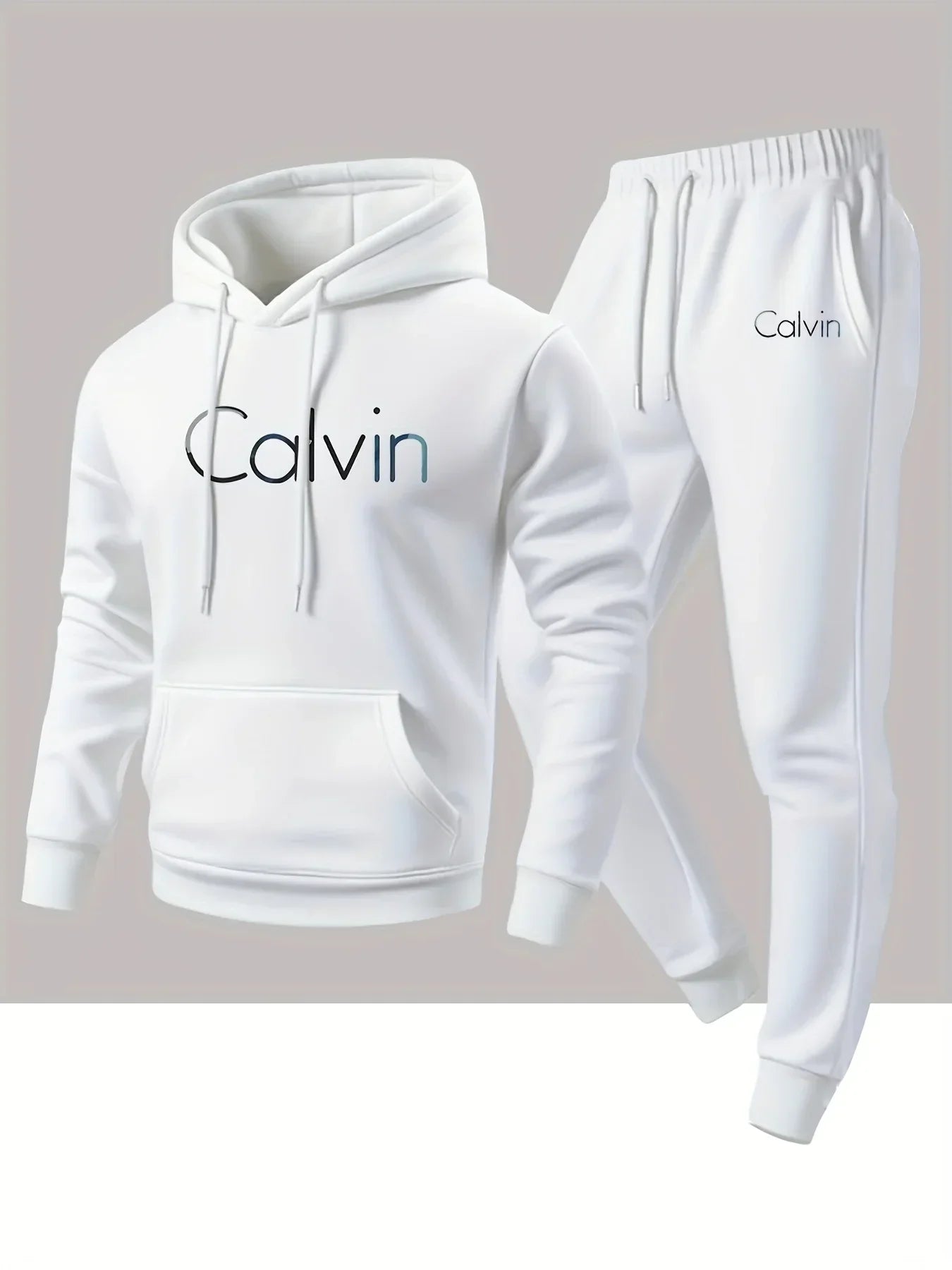 New Calvin Tracksuit for Men  Hoodie & Jogger SetHip Hop Streetwear Casual Workout Outfit Fall Winter Fashion Gym Athletic Wear