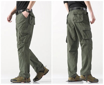 Male Cargo Pants Tactical Cotton Overalls Outdoor Utility Work Trousers Relaxed Fit Big Size Hombre Clothing