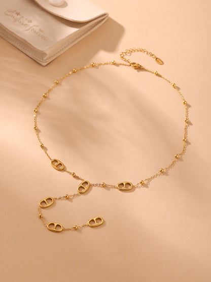 Fashion Long Chain Stainless Steel Necklacs For Women PVD Real Gold Plated Metal Female Collar Party Banquet Jewelry