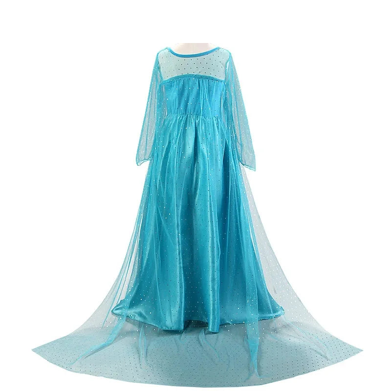 2026 Frozen Elsa Snow Queen Princess Dress Up Girls Fancy Costume Kids Role-play Carnival Children Birthday Party Dresses
