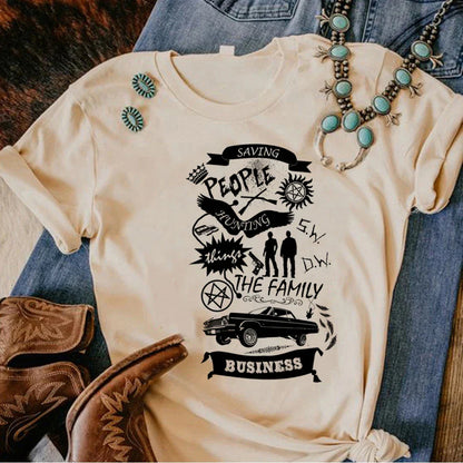 Supernatural t shirt women comic Japanese top female harajuku clothes