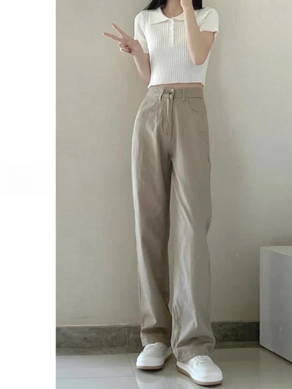 Kaqi White Jeans Women Wide Leg Pants Mom Femme Y2K Jeans Bermuda Woman Trousers Clothing Pantalones Spodnie Damskie