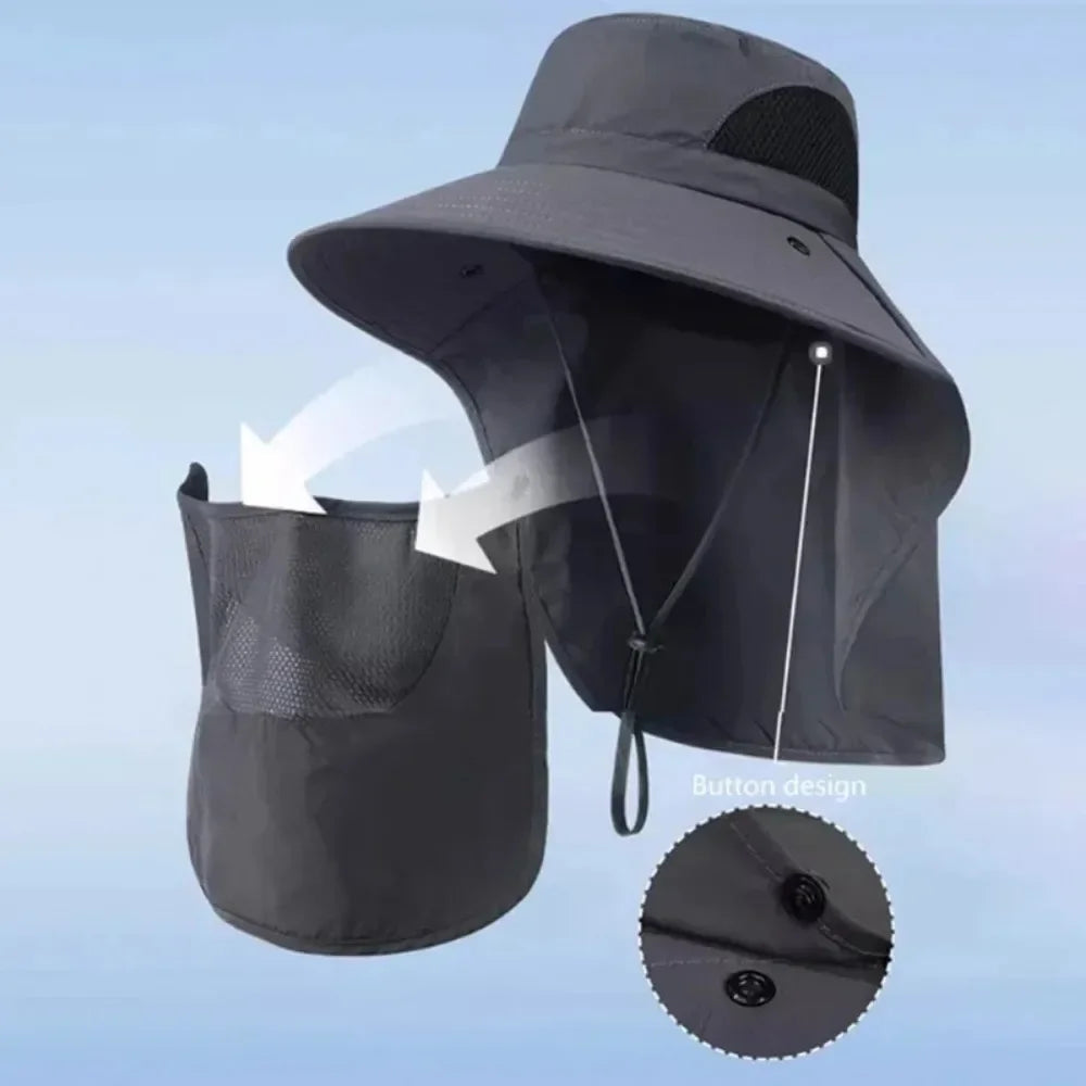 Outdoor Unisex Summer Hat UV Protection Breathable Fishing Cap Sunshade Neck Protection Cycling And Climbing Hat Waterproof