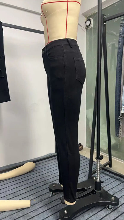 Y2k Jeans For Woman Vintage Style Black Stretch Skinny High Waist Denim Pants Casual Fashion Trousers Comfort Fit