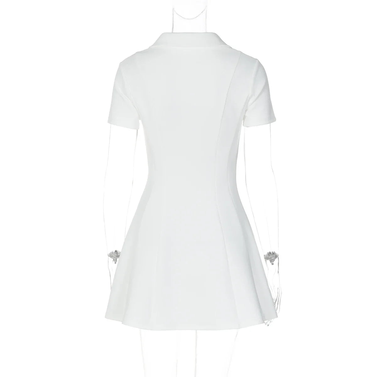 Turn-Down Collar Short Sleeve Slim Fit Mini Dress Women'S Solid Sexy Elegant Dress Birthday Party Vacation Summer Outfit