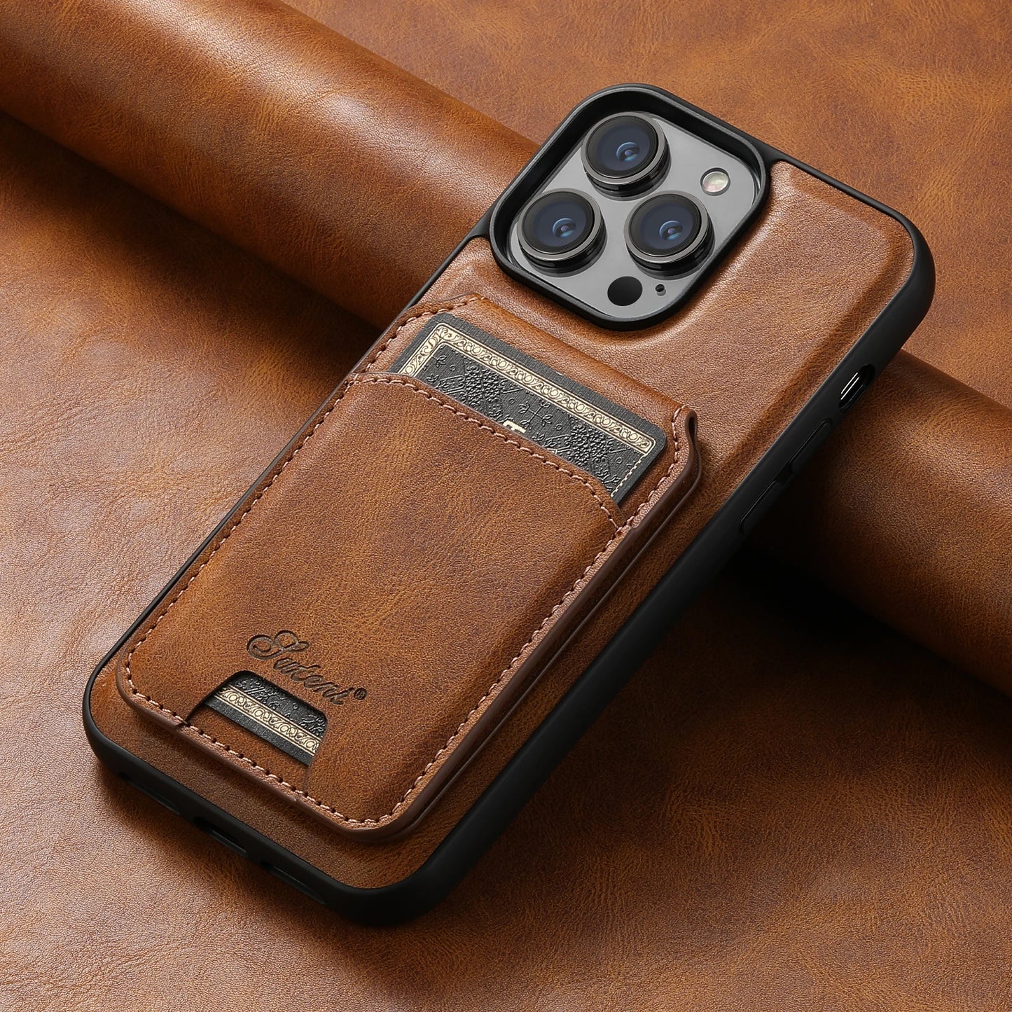 Luxury Magnetic Card Holder Leather 2 in 1 Phone Case For iPhone 17 16 15 14 13 12 Pro Max Plus Air Detachable Stand Phone Cover