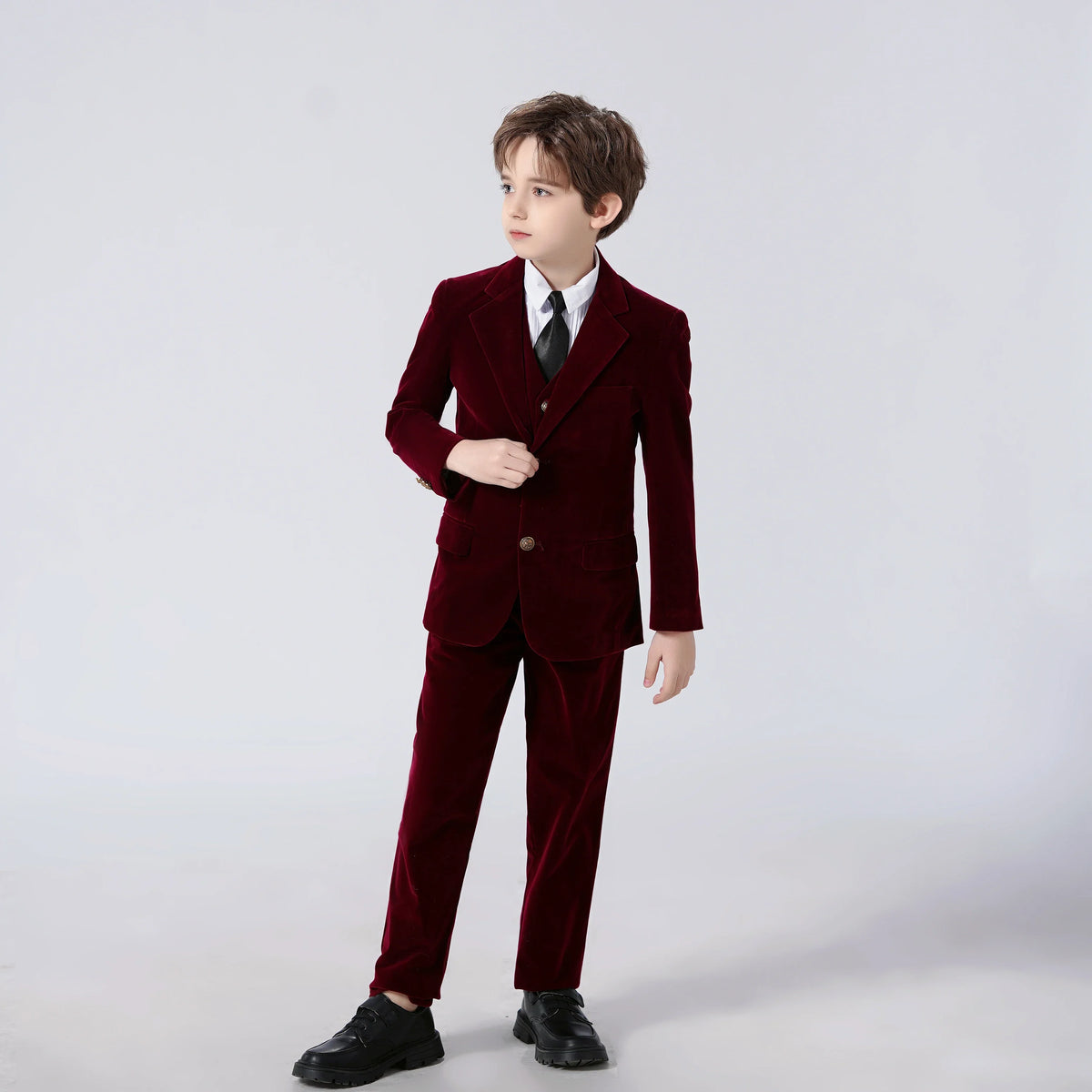 Boys Suit Jacket for Kids Formal Velvet Blazer School Uniforms