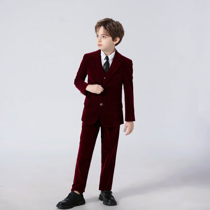 Boys Suit Jacket for Kids Formal Velvet Blazer School Uniforms