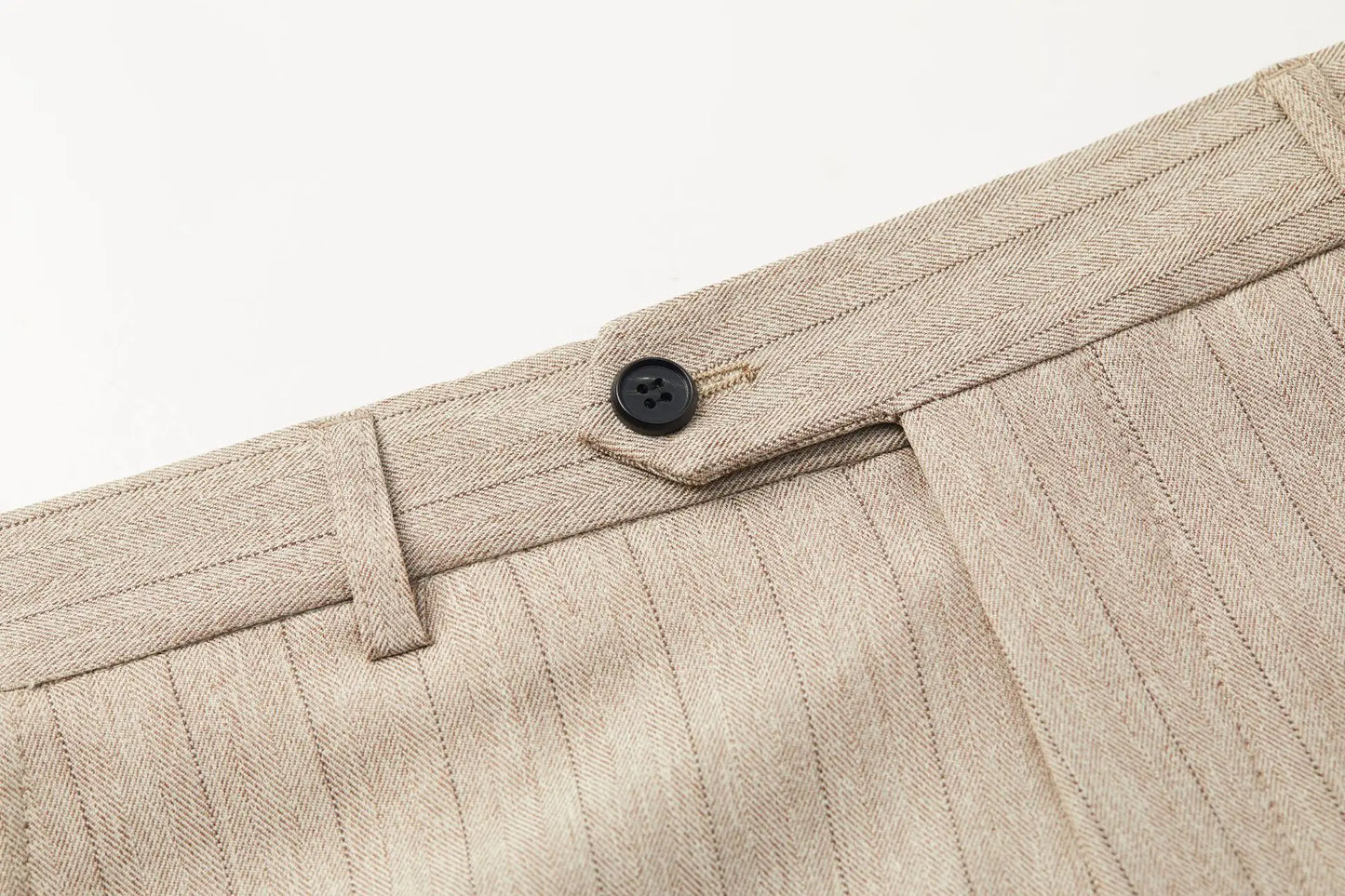 Apricot Men's Striped Three-piece Suit, Featuring A Jacket and Vest Paired with Pants—perfect for Weddings, Parties, or Office.