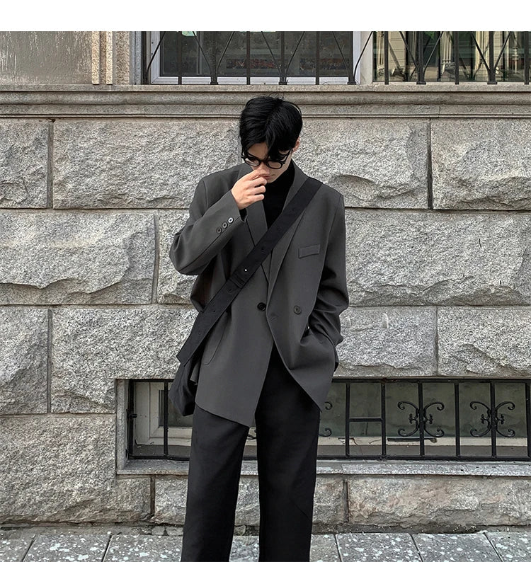Spring Summer Men Formal Blazers Men Korean Fashion Loose Casual Dress Jacket Men Harajuku Social Suit Jacket Clothing