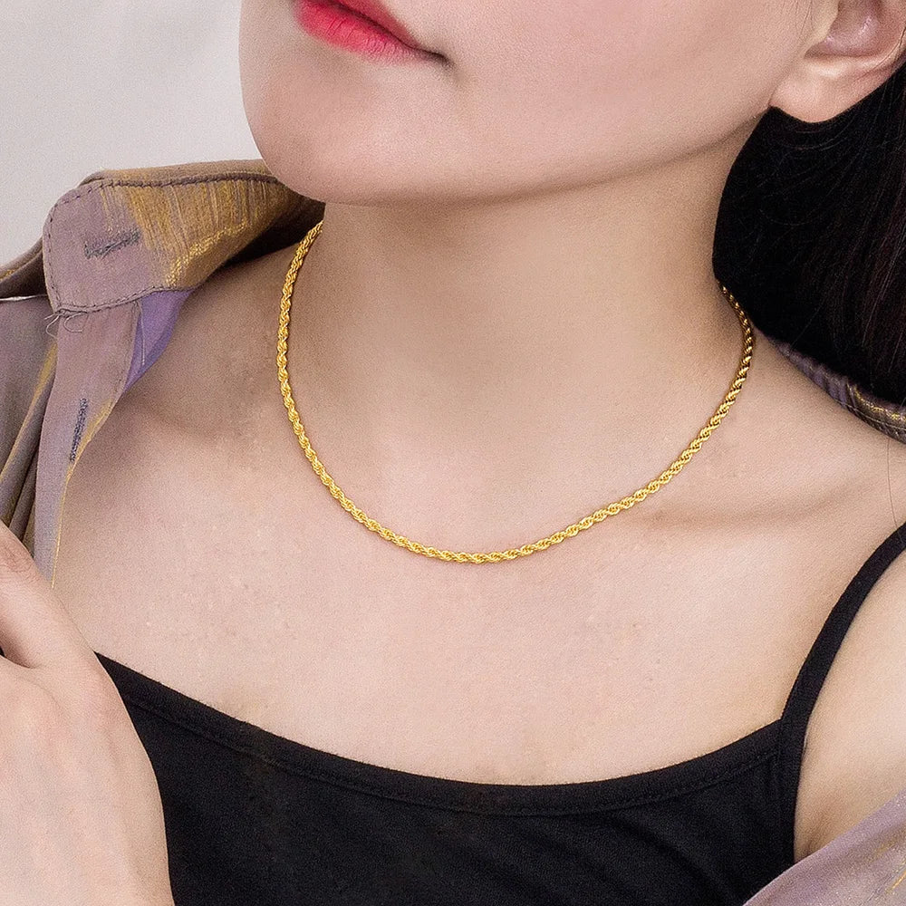 Men 100%925 Sterling Silver 3mm Twist Rope Chain Necklace Women Diamond Cut Clasp Box Chain 16-30 inch Chocker Jewelry Boy Gifts