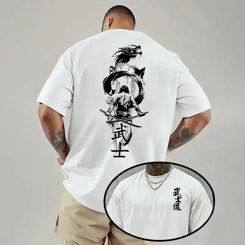 Japan Bushido Print T-shirt for Man 2026 Spring Summer Daily Casual Fashion Short Sleeve Top Male Home Outdoor Comfort Cool Tees