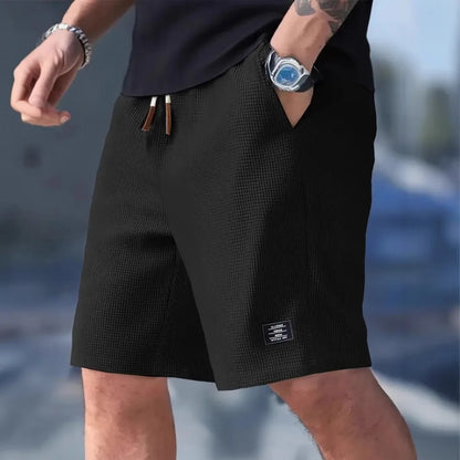 Men's Waffle Texture Shorts Summer Casual Sports Plus Size Loose Fit Knee-Length Shorts Male Oversized Streetwear Beach Pants