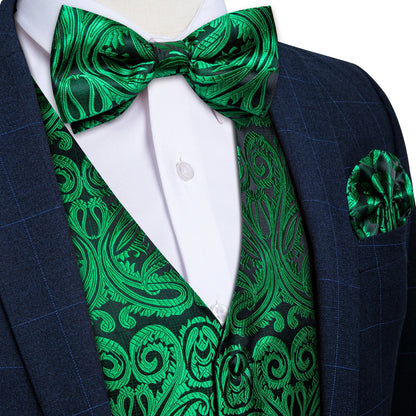 Men Wedding Vest Suit White Black Paisley Sleeveless Waistcoat for Man Shirt Accessories Fromal Bowtie Pocket Square Cufflinks