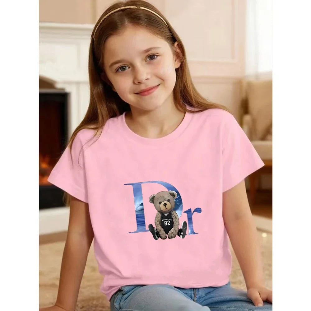 White little bear Children's T-Shirt Kids Age 3-12 boys black girls Outfit Short Sleeve & Shorts Summer Cool Casual brand Set
