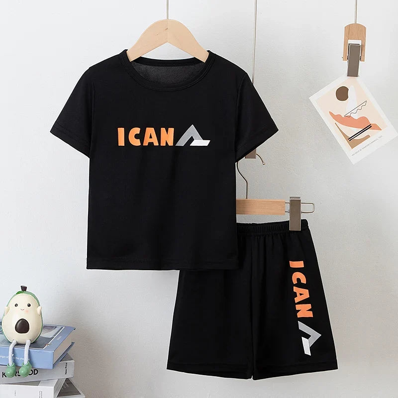 2/5-piece Set 2026 Summer Children's Multi-color Quick Drying Casual Suit Boys And Girls Versatile Short Sleeved Sports Shorts