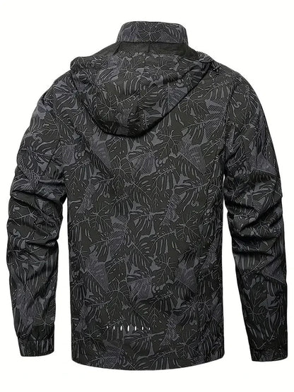 Men's Casual Waterproof Windbreaker Jacket Full Zip Up Hooded Shell Outdoor Hiking Coat For Autumn Plus Size