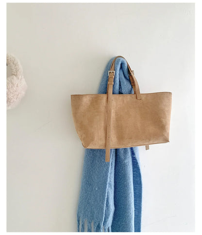 Retro Faux Suede Tote Women Bag Large Capacity Shoulder Bags for Women 2026 Matte Texture Designer Handbags and Purses Shopper