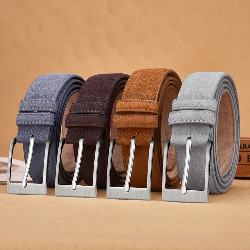 Luxury Suede Cowhide Leather Belt for women, Vintage Style Men belt  3.5cm Wide Waistband for Dresses & Jeans Unisex belt