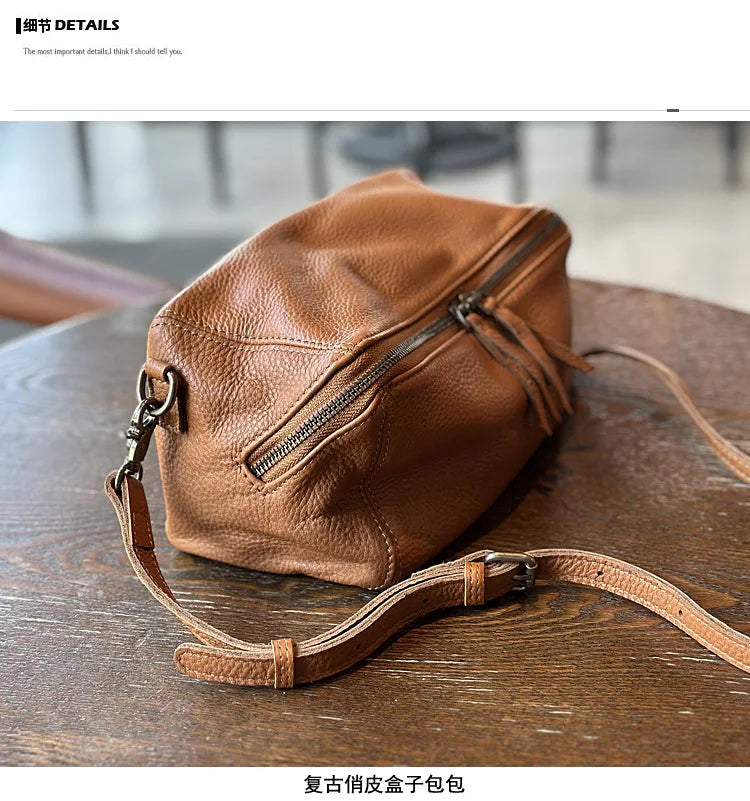 2026 New Leisure Genuine Leather Lightweight Women Shoulder Crossbody Bag Retro Soft Cowhide Versatile Bag