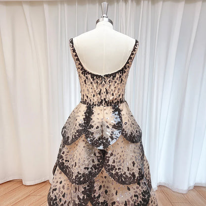 Luxury Sequined Evening Dress Tiered Petal Skirt Formal Prom Gown Customized Robe De Soiree For Women Party 2026