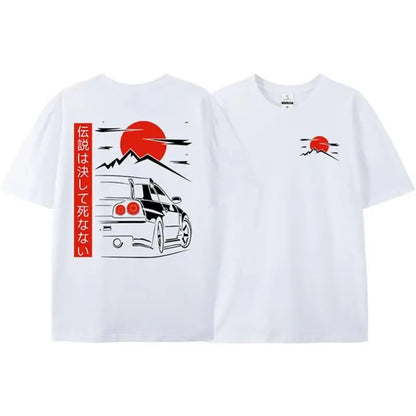 T-shirt Harajuku Japanese Style Car T Shirts Men Back Print Street Wear Original Design Oversized Tops Tee Unisex Casual Top