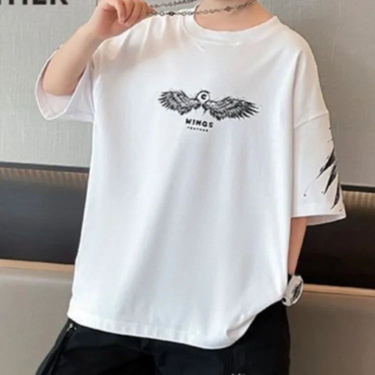 2026 Summer Kids Wing T-Shirt Cotton Loose Stylish Boy's Shirt Big Kids Summerwear