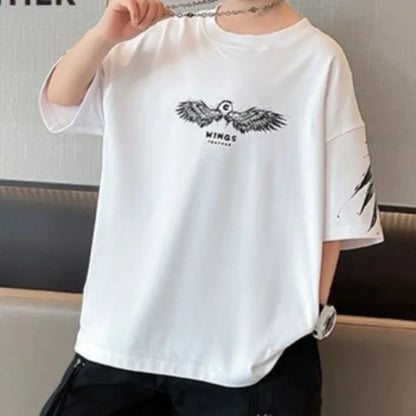 2026 Summer Kids Wing T-Shirt Cotton Loose Stylish Boy's Shirt Big Kids Summerwear