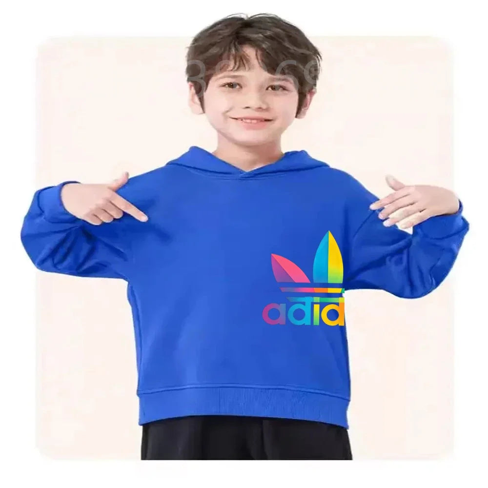 Children Fun Brand Black Clothing Hoodie Coat Sweatshirt Top+Trousers Boys Girls White Toddler 3-12Yrs Casual Kids Pullover Set