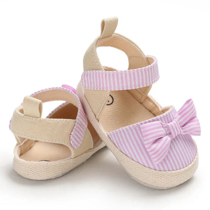 Summer Girl Baby Casual Sandals Soft Sole Comfortable Lightweight Walking Shoes Bow Canvas Baby Shoes