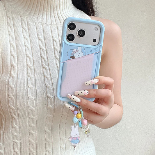 Fashion Cute Miffy Rabbit Kawaii Phone Case for iPhone 16 Pro Max 15 16 17 15 Pro 17 Pro Cover With Card Holder Charm Cases Capa