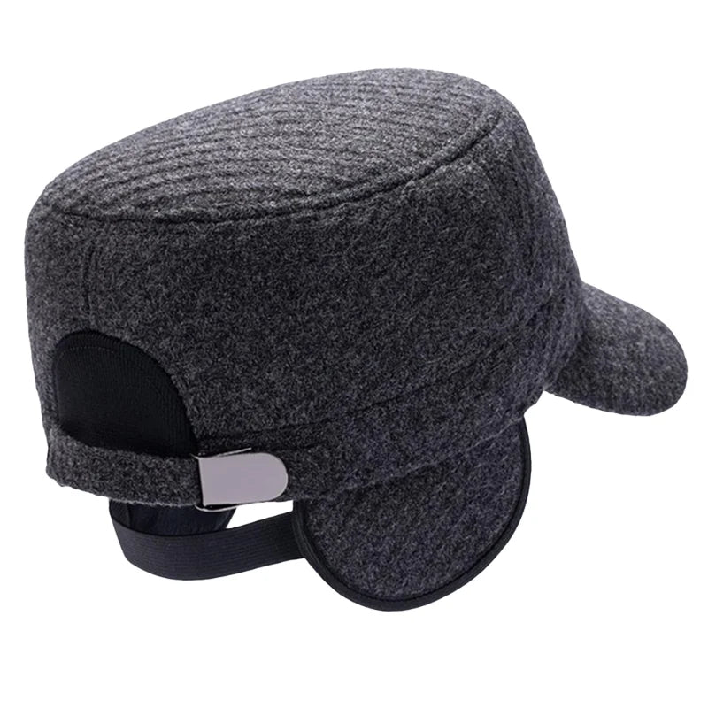 Winter Bomber Hat with Visor Warm Earflaps Hat Warm Lined Baseball Cap Trapper Hunting Hats Oversize Cadet Hat for Big Head Men