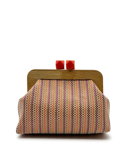 Colorful Striped PP Straw Clucth Bag for Women Wooden Clip Shell Shoulder Crossbody Bags Casual Weave Summer Beach Bag 2026