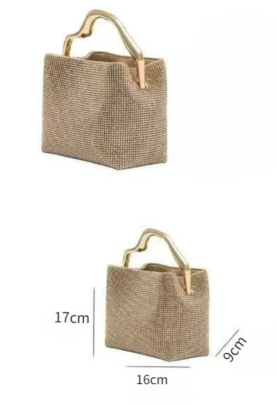 Luxury Satin Bucket Bag Women's Handbag Crystal Shiny Rhinestone Diamond Evening Bag Wedding Party Clutch Purse Crossbody Bag
