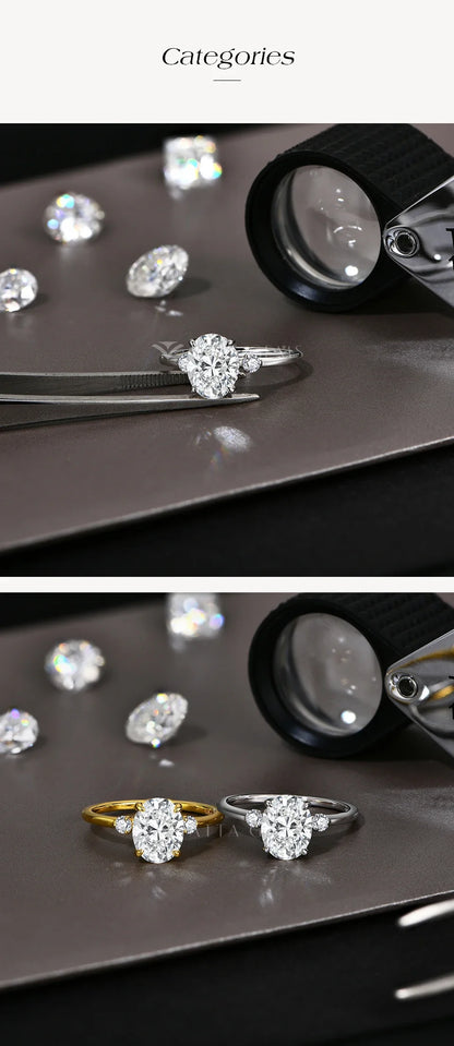 2CT Oval Cut Moissanite Solitaire Ring for Women Lab Grown VVS1 Diamond 9*7mm S925 Silver 18K Gold Wedding Fine Jewelry