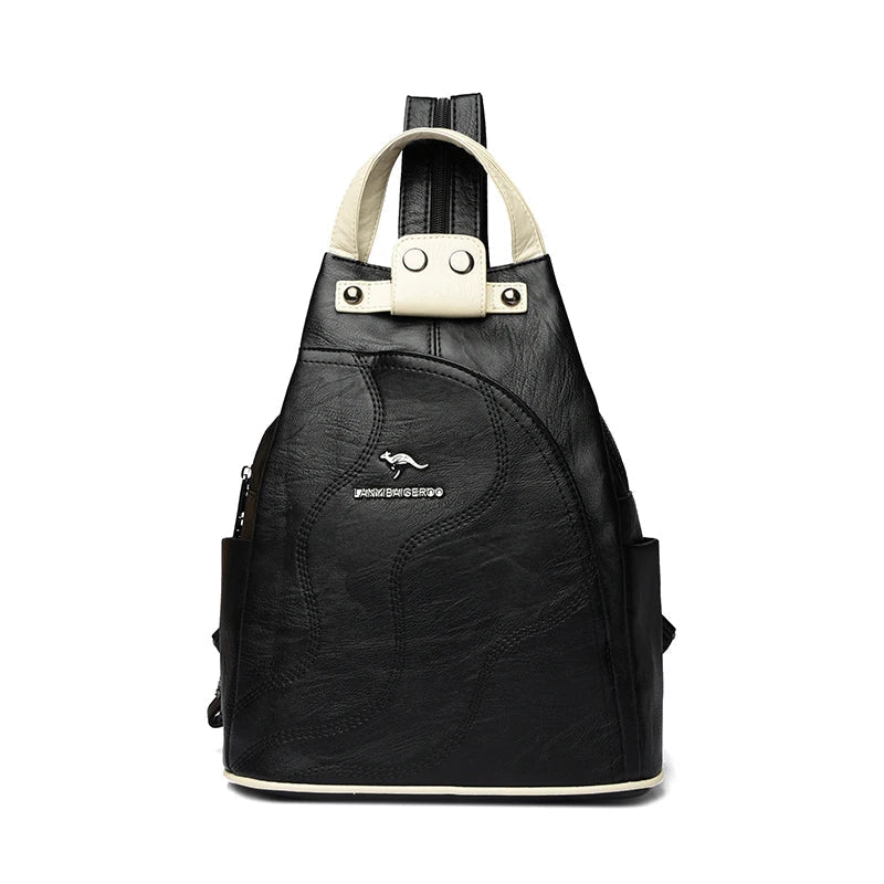 Women Leather Backpacks Zipper Female Chest Bag Travel Back Pack Ladies Bagpack Mochilas School Bags for Teenage Girls Sac A Dos