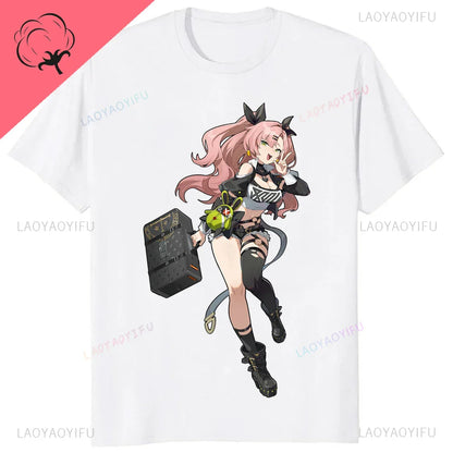 Kawaii Zenless Zone Zero T-Shirt ACG ARPG Game Fans Cosplay Graphic T Shirt Cotton Casual Fashion Streetwear Man Women Tshirt