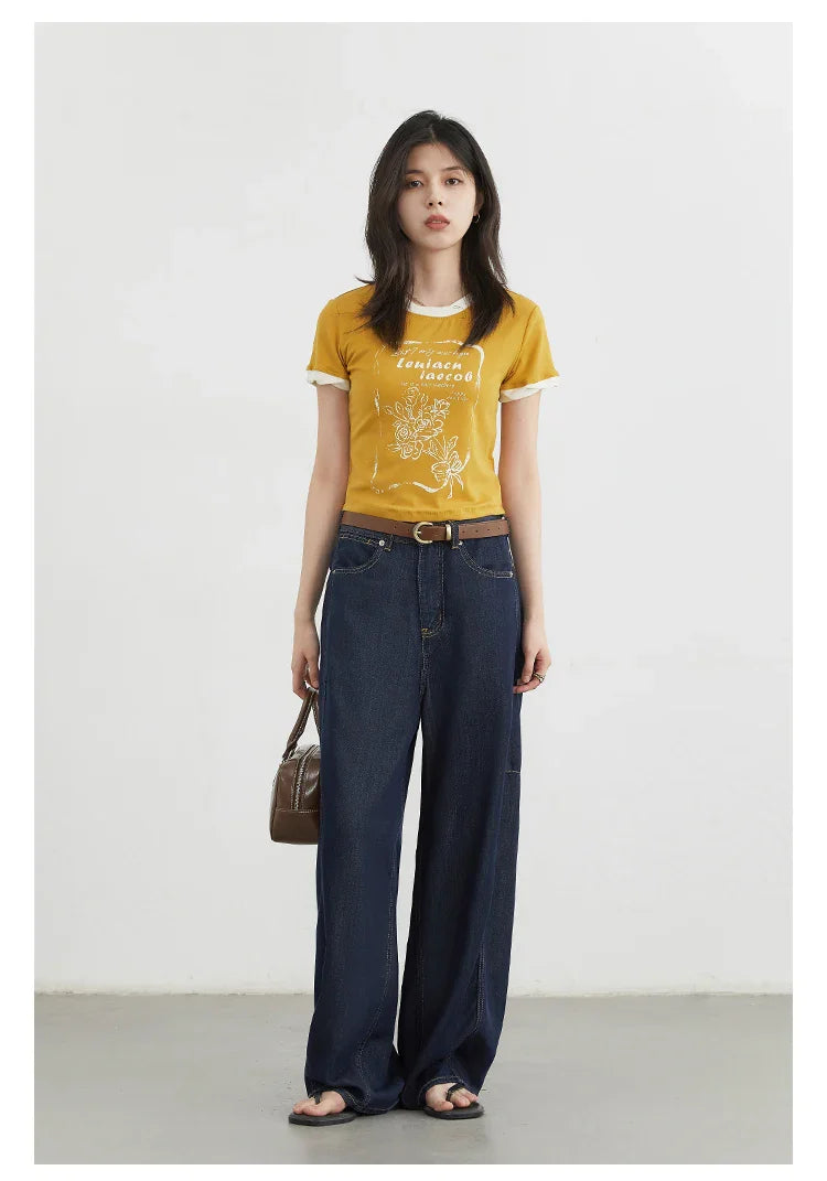 Women's Jeans Loose Casual New High Waist Split Female Wide Leg Denim Pants  Spring Autumn 2025