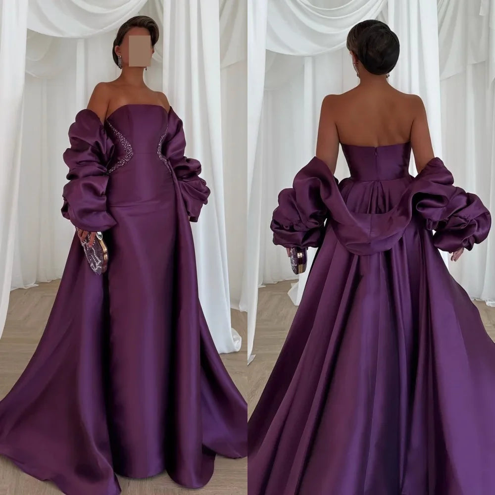 Customized Intricate Matching Pleat Beading Sequined A-line Off-the-shoulder Long Dresses Bespoke Occasion Dresses Exquisite