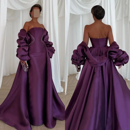 Customized Intricate Matching Pleat Beading Sequined A-line Off-the-shoulder Long Dresses Bespoke Occasion Dresses Exquisite