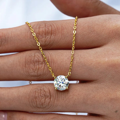 PureNew 1-5ct Full Shape Moissanite Necklace For Women S925 Silver Plated 18k Gold D Color VVS1 Women's Moissanite Chain Gift