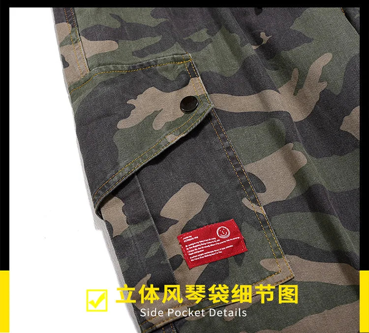 Big Size Men's Cargo Pant Elastic Waist Cotton Jogger Trouser Male Camouflage Loose Spring Pocket Extra Large Plus Baggy Hip Hop
