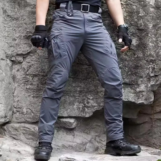 Men Tactical Pants Waterproof Cargo Pants Multi Pockets Spring Summer Thin Outdoor Camping Trekking Hiking Quick Dry Trousers