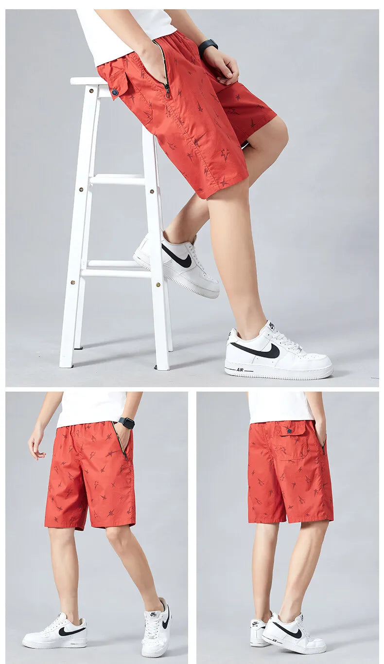 Mens Light Weight Print Shorts Casual Drawstring Elastic Waist Summer Beach Vacation Shorts
