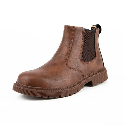 Mens Work Boots 2025 Fashion Outdoor Leather Steel Toe Indestructible Shoes Men Anti Slip Puncture Proof Safety Shoes Boot Man