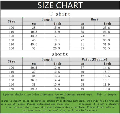 Printed Summer Girls Casual Outfits Children's Shorts Sets Kids T Shirt and Shorts Two Piece Set Outdoor Sportwear